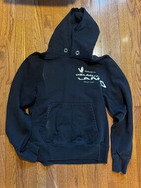 Helmut Lang Black Zip-Up Hoodie with White Logo Accent